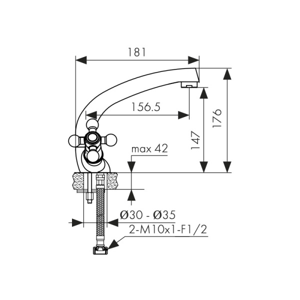 11061 Смеситель KAISER Carlson Lux для раковины 